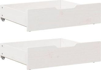 vidaXL Cajones debajo cama 2 uds madera maciza pino blanco 75x55x17 cm Vidaxl
