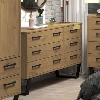 Core 10 Texas 3+3 Drawer Wide Chest in Light Brown