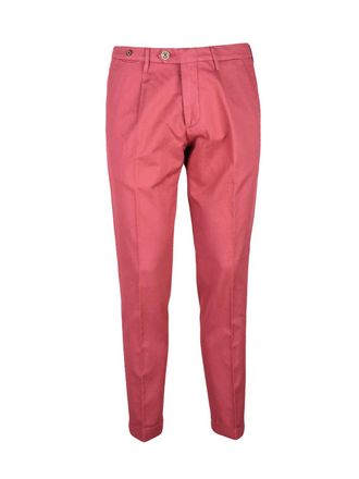 Filetto Pantalone Italiano Classic Cotton Linen Blend Trousers With Pleated Waist And Straight Leg Design