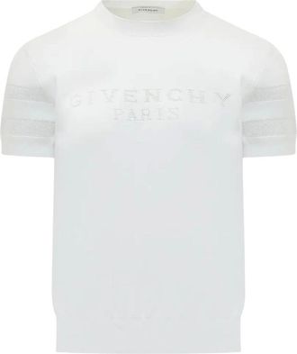 Givenchy Round-neck Knitwear, male, White, Size: L Mesh Panel Sweater