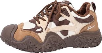 Generic Women Winter Fleece Lined Low Top Shoes Versatile Warm Thick Soled Sports Casual Snow Boots (Khaki,4.5)