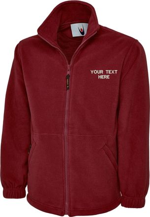 Generic Personalised Embroidered UC604 Your Text Here Micro Fleece Jacket Adult Unisex Top(XXL, Maroon)