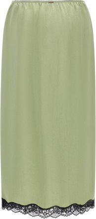 Twin-Set Satin Froiss&eacute; with Lace Hem Skirt - sage green