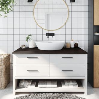 Berkfield Home Bathroom Countertop Dark Brown 100x60x2 cm Treated Solid Wood in Grey | Size: 100 x 60 x 2 cm