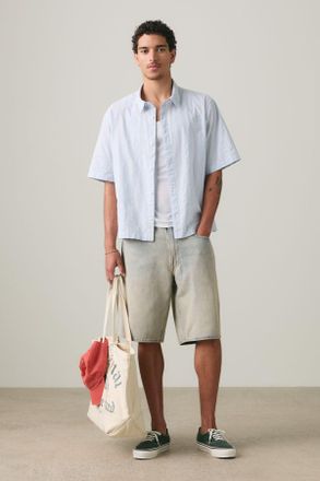 Levi's Camisa cuadrada Lama de manga corta - Hombre - XL - Azul / Bernal Stripe Soft Chambray Blue