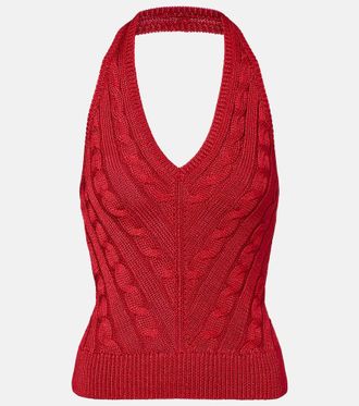Ralph Lauren Collection Top trenzado de seda con cuello halter