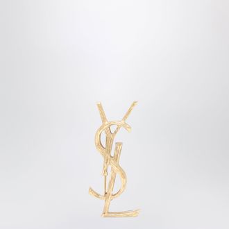 Saint Laurent Cassandre brooch with engraved design