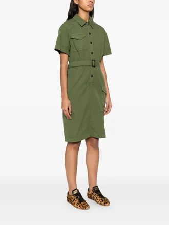 Woolrich Belted Cotton Shirt Dress - Olive Green