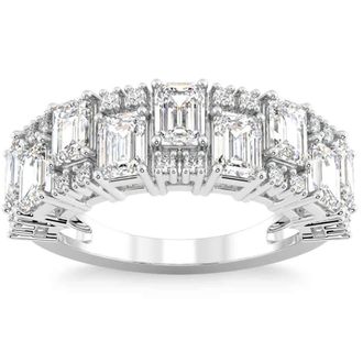 Pompeii3 3Ct Emerald Cut Wedding Ring Anniversary Band 14k Gold Lab Grown