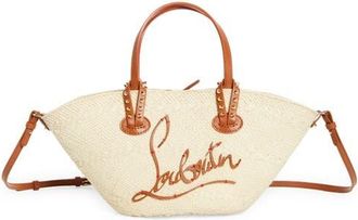 Christian Louboutin Mini Cabata Raffia Basket Tote in Natural/Cuoio at Nordstrom