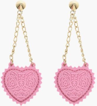Dsquared2 Open Your Heart Pendant Earrings with Embossed Print size One Size