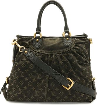 Louis Vuitton Noir Denim Canvas Shoulder Bag Tote Bag (Pre-Owned)