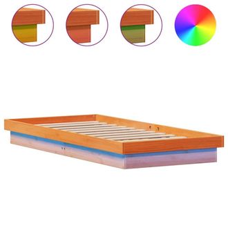 Berkfield Home LED Bed Frame without Mattress Wax Brown 100x200 cm Solid Wood in Tan