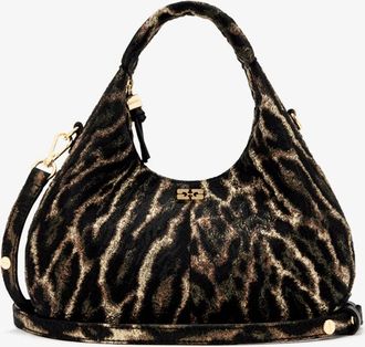 Ganni Bronze Mini Hobo Bag in Metallic Cloque