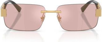 Versace 58mm Rimless Rectangular Sunglasses in Gold /Pink Mirror Gold at Nordstrom