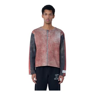 Gallery Dept. Zip-throughs, male, Brown, Size: 2XL Raw-Edge Zip-Print Top