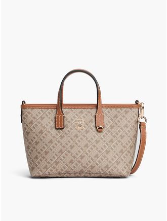 Tommy Hilfiger Womens Allover Monogram Mini Tote Bag - Neutral Mix