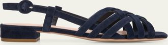 Loeffler Randall Woven Suede Flat Slingback Sandals