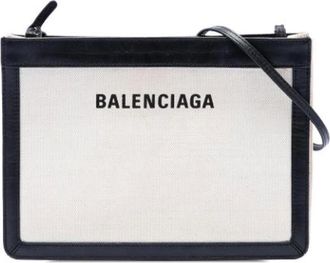 Balenciaga Vintage, unisex, Wit, ONE Size, Leer, Pre-owned Navy Pochette M
