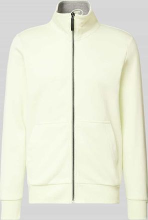 Tom Tailor Regular Fit Sweatjacke aus Baumwoll-Mix mit Stehkragen in Neon Gelb, Gr&ouml;&szlig;e XL