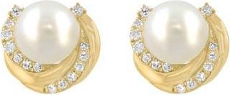 Effy Diamond & Freshwater Pearl Stud Earrings in White at Nordstrom Rack