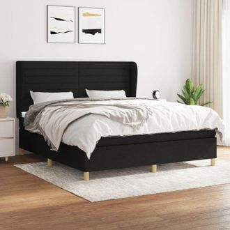 vidaXL Vidaxl - Cama Box Spring Con Colch&oacute;n Tela Negro 180x200 Cm