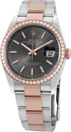 Rolex Datejust 36 Dark Rhodium Dial Mens Steel and 18k Everose Gold Oyster Watch 126281RSO