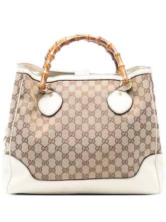 Gucci 2016-2025 Medium GG Canvas Bamboo Diana tote bag - Marrone