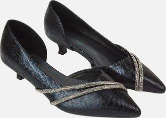 XY London Womens XY London Womens/Ladies Kirsty Rhinestone Kitten Heel Court Pumps - Black - Size: 3