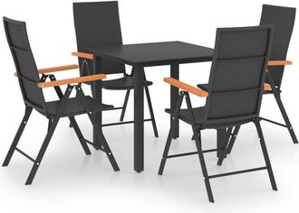 vidaXL 5 Piece Garden Dining Set Black and Brown Vidaxl
