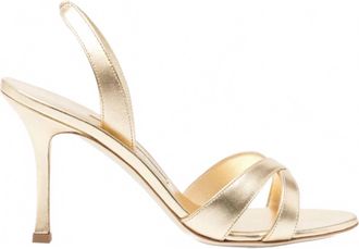 Manolo Blahnik Womens Callasli Slingback Sandals In Gold