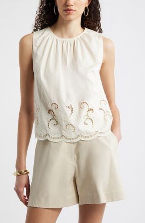 Nordstrom Schiffly Sleeveless Top in Ivory Tofu at Nordstrom, Size Xx-Large