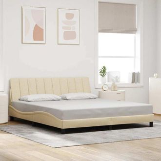 vidaXL Cama Sin Colch&oacute;n Tela Color Crema 180x200 Cm Vidaxl