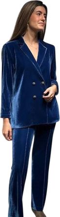 Vilagallo Carla Velvet Pants In Blue