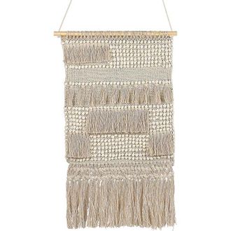 Beliani Beliani - Decoraci&oacute;n De Pared De Algod&oacute;n Beige 46 X 70 Cm Hecho A Mano Borlas Gujrat