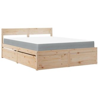 vidaXL Vidaxl - Cama Con Cajones Y Colch&oacute;n Madera Maciza De Pino 160x200 Cm