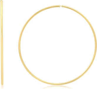MAX + STONE 14k Yellow Gold 2mm Tube Flex Continuous Hoop Earrings 40MM-80MM