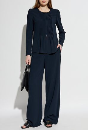 Emporio Armani Wide-leg Trousers, Womens, Navy Blue