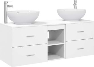 vidaXL Juego De Muebles De Ba&ntilde;o 3 Uds. Blanco 49,5 X 44,5 X 65 Cm Vidaxl