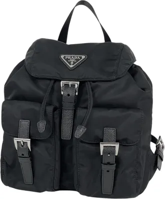 Prada Black Nylon Leather Backpack (Pre-Owned)