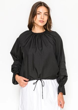 YAL New York Black Blouse with Structured Sleeve Bands