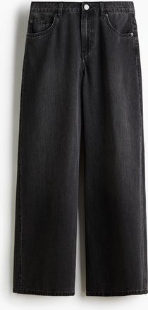 H&M Wide Regular Jeans - Schwarz