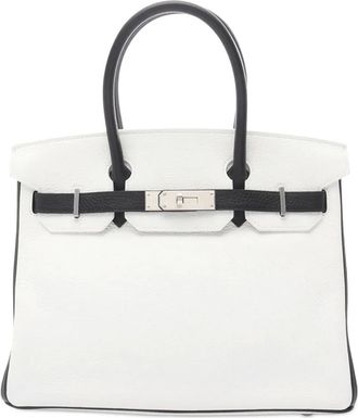 Herm&egrave;s Borsa a mano Birkin Retourne 30 in pelle Taurillon Clemence 2020 - Bianco