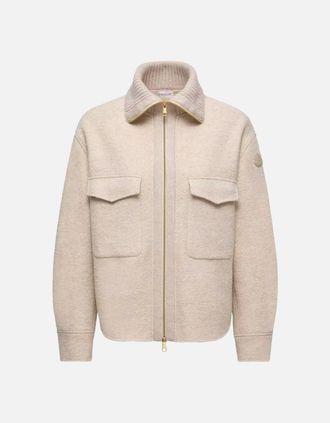 Moncler Womens Womens Zip Overshirt Beige - Cream - Size: 14