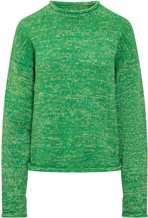 J.W.Anderson Truien & Vesten, Dames, Groen, S, Crewneck Gebreide Trui voor Stijlvolle Look