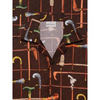 Dr&ocirc;le de Monsieur Printed Viscose Shirt - Brown