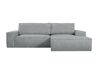 VENTE-UNIQUE.COM Sof&aacute; rinconera terciopelo 4 plazas gris claro 267x167cm