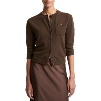 Vince Pocket Wool & Cashmere Blend Cardigan in Dark Bark at Nordstrom, Size Xx-Small