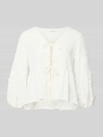 Apricot Regular Fit Bluse aus Viskose-Leinen-Mix mit Schn&uuml;rung in Offwhite, Gr&ouml;&szlig;e XXL