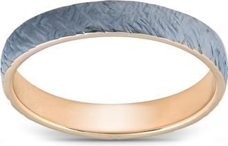 Pompeii3 4mm Band 14k Yellow & Black Gold Brushed Mens Wedding Ring